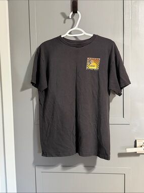 Vans Black Short-Sleeve Tee with Yellow Checker Chest Patch